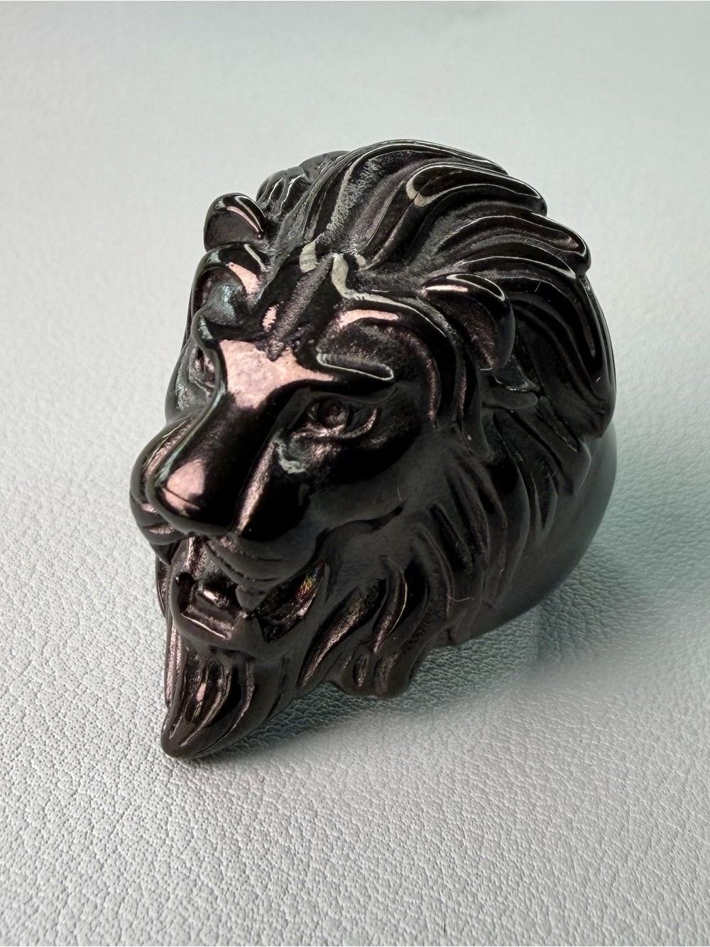 Black Lion Head Statement Ring - Men Accessories